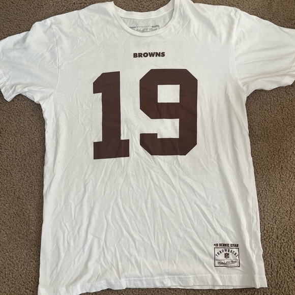 Mitchell & Ness White and Brown Browns Tee - Picture 1 of 6